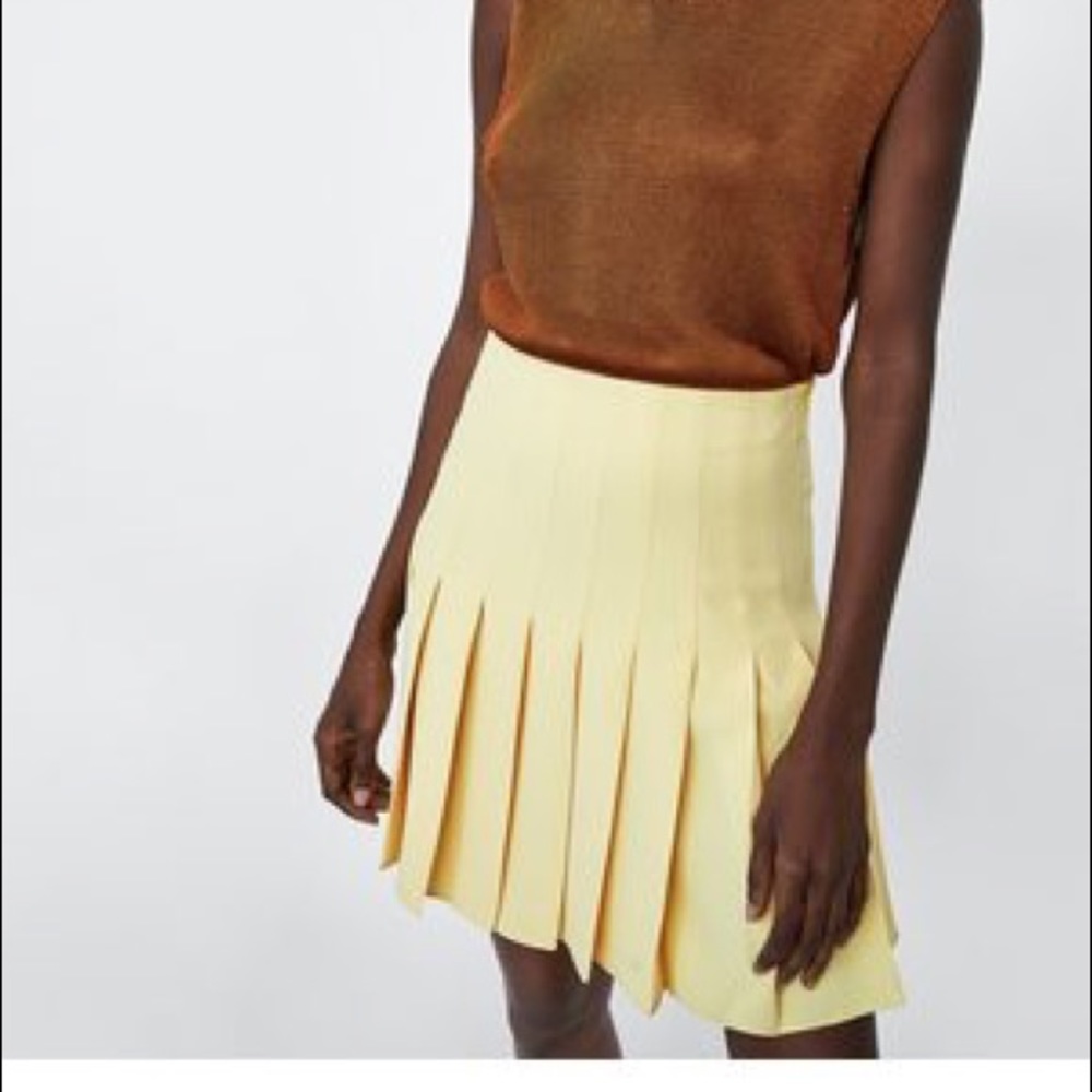 Zara Yellow Pleated Skirt